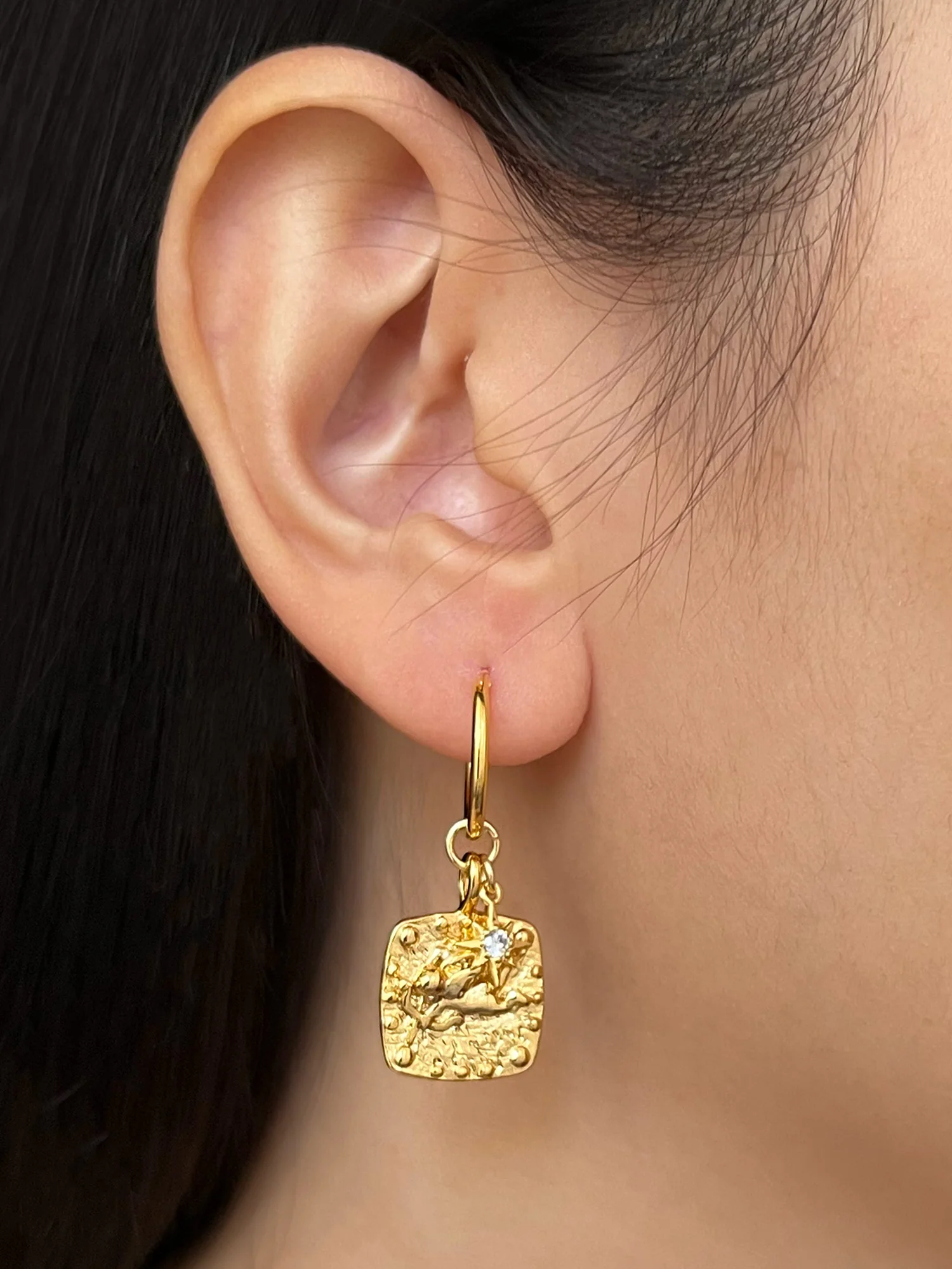 Ancient Cupid Hoops with Starburst Charms - Image 2