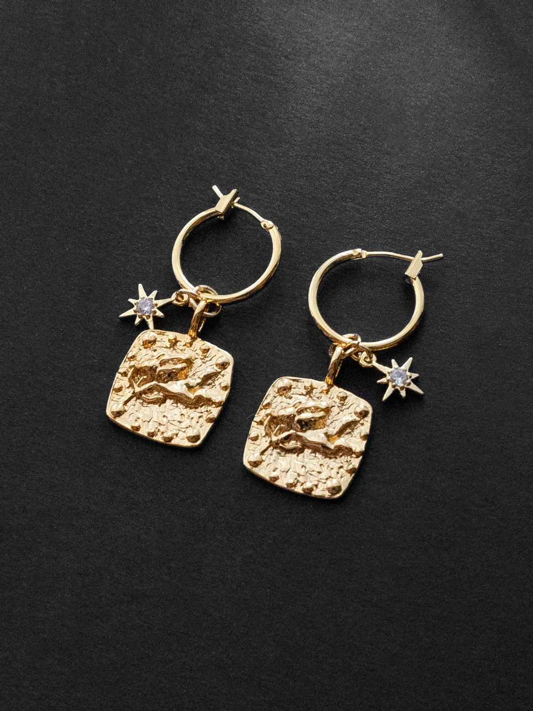 Ancient Cupid Hoops with Starburst Charms - Image 3