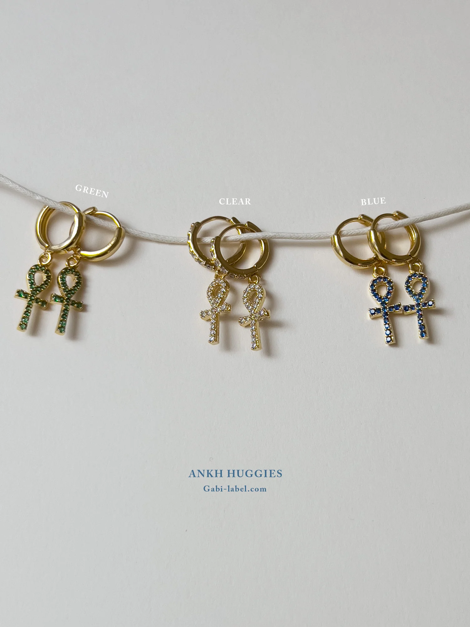 Ankh Huggies - Green Gemstones - Image 3