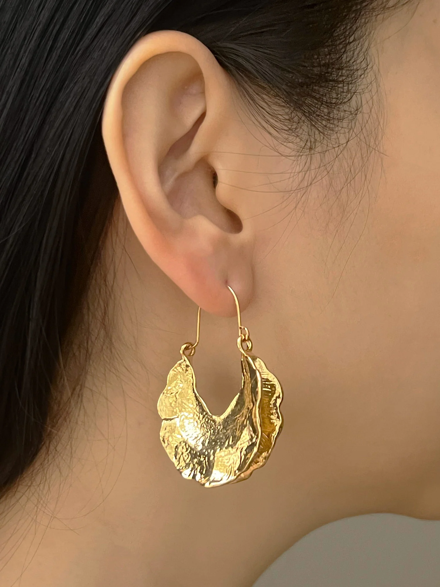 Antique Foil Hoops - Gold