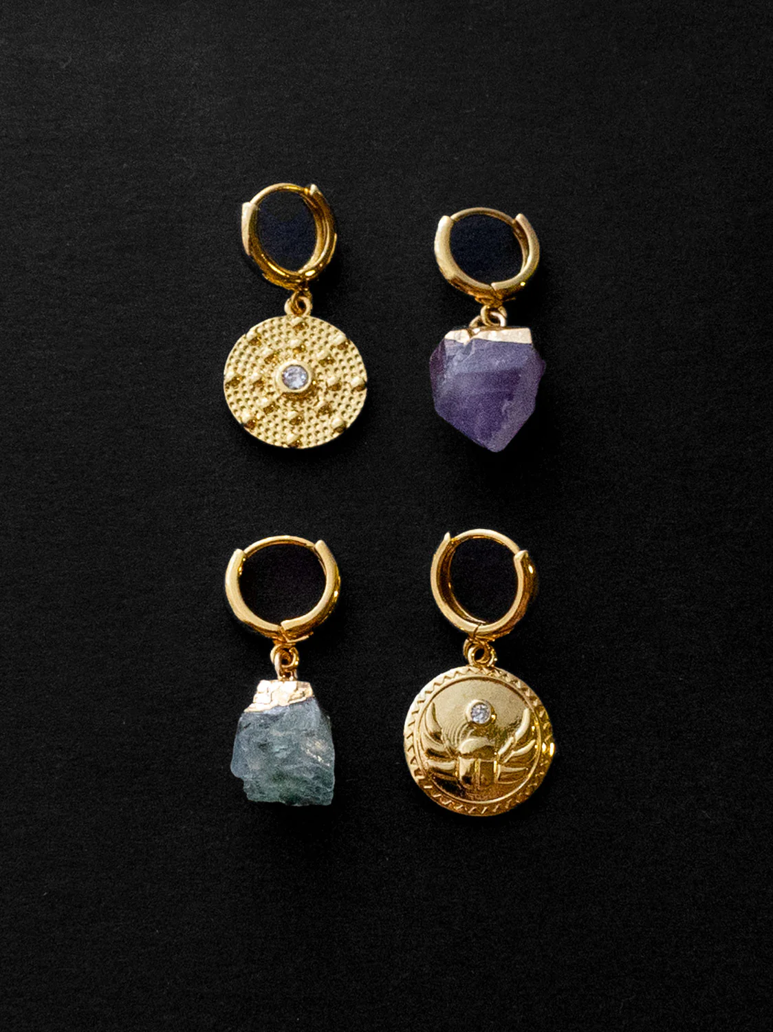 Amethyst Stone Mismatched Huggies - Image 4