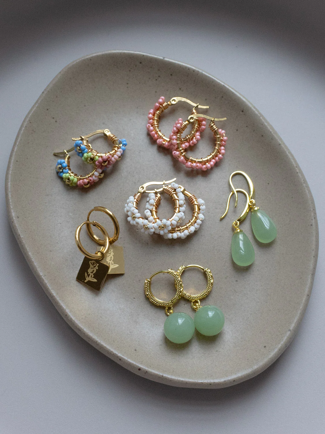 Beaded Flower Hoops - Pink - Image 7