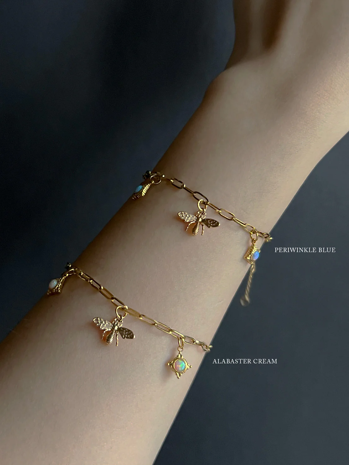 Bee & Opal Charm Bracelet - Periwinkle Blue - Image 4
