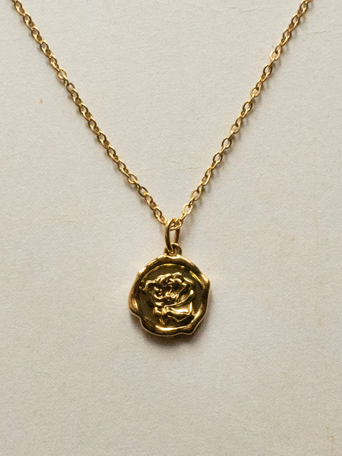 Carved Rose Pendant Huggies - Gold - Image 3