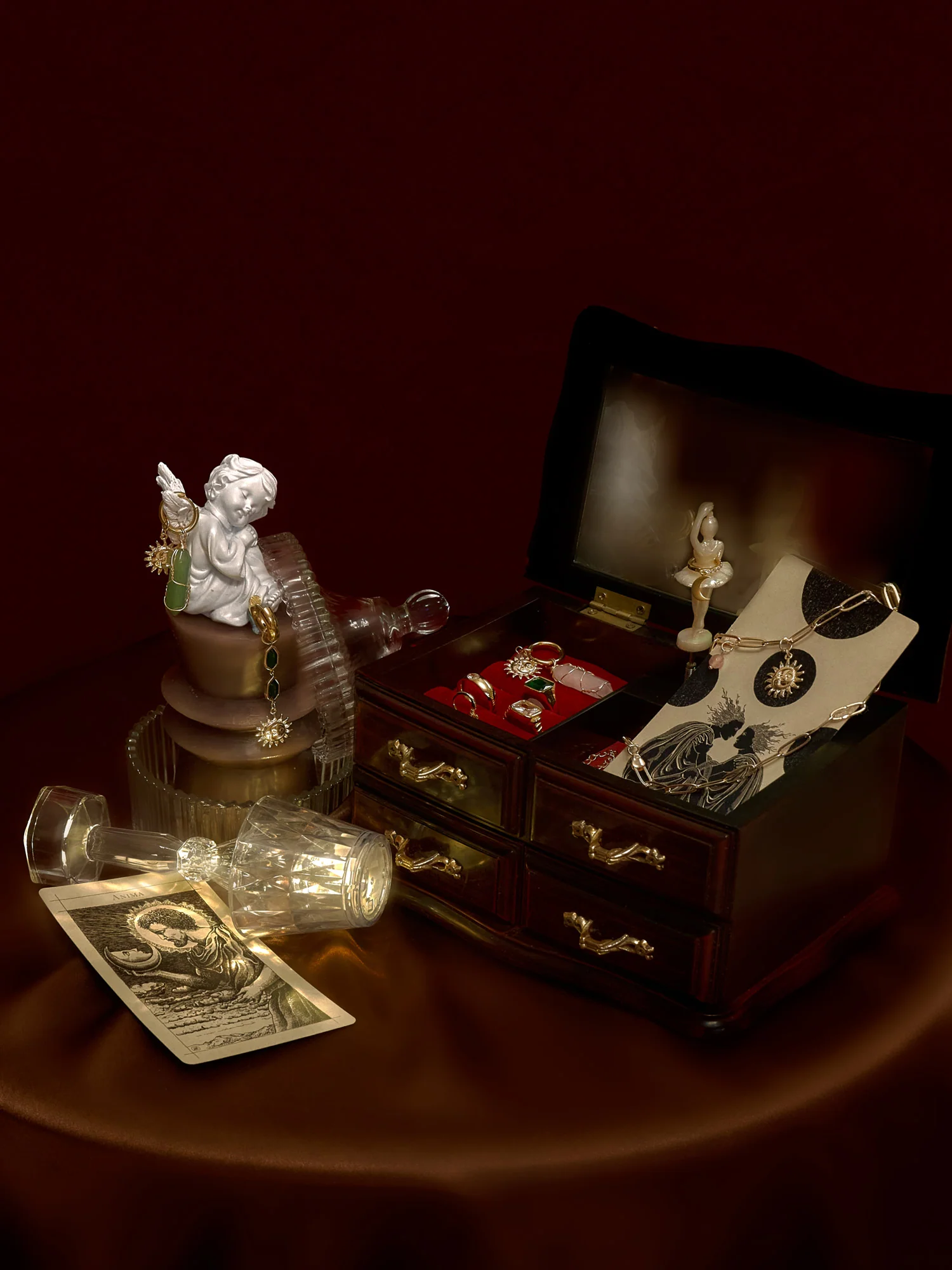 Charmed Sun-Moon Paperclip Necklace - Dark - Image 5