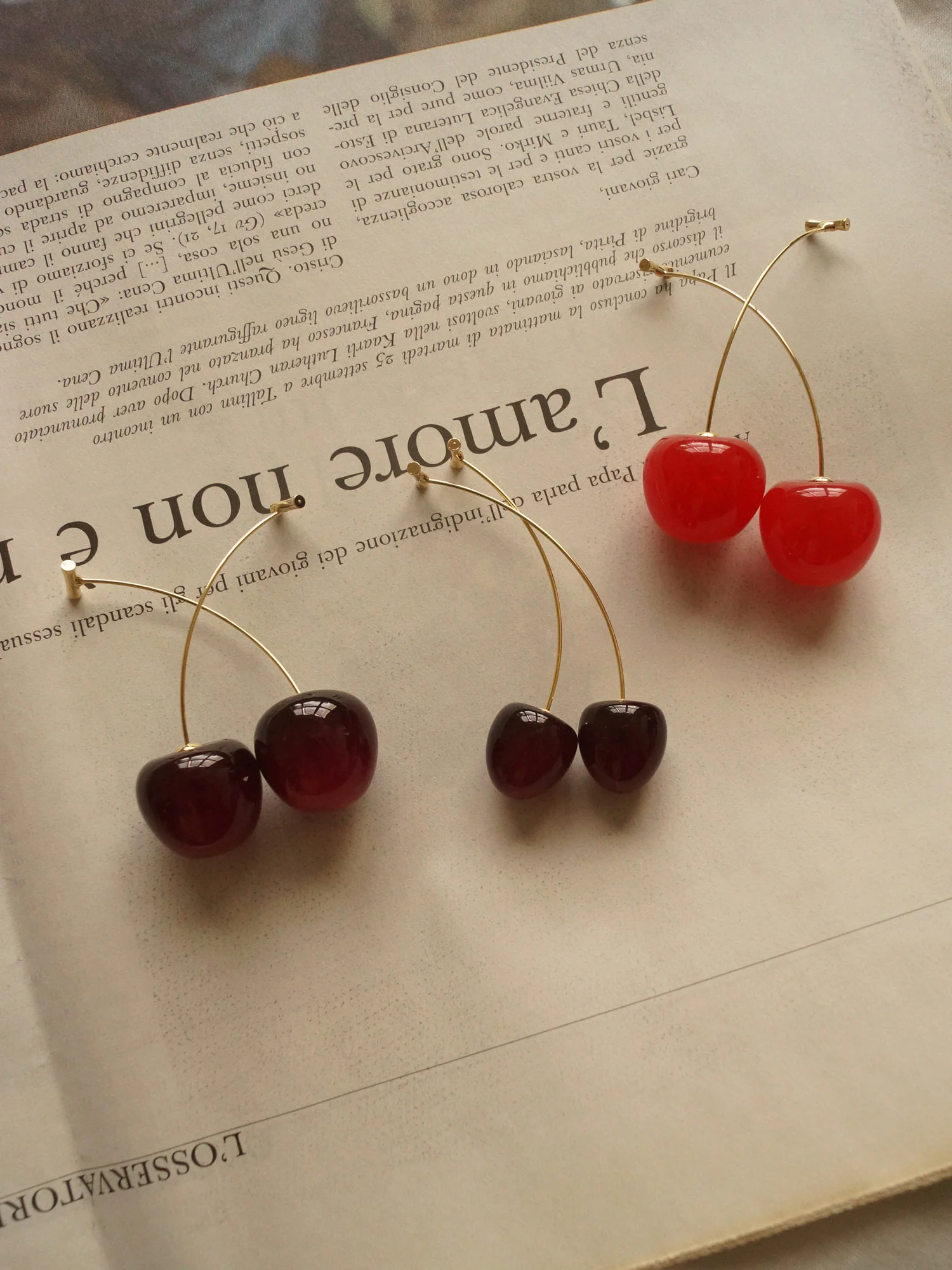 Cherié (Cherry) Earrings *Gold-plated stems - Image 5