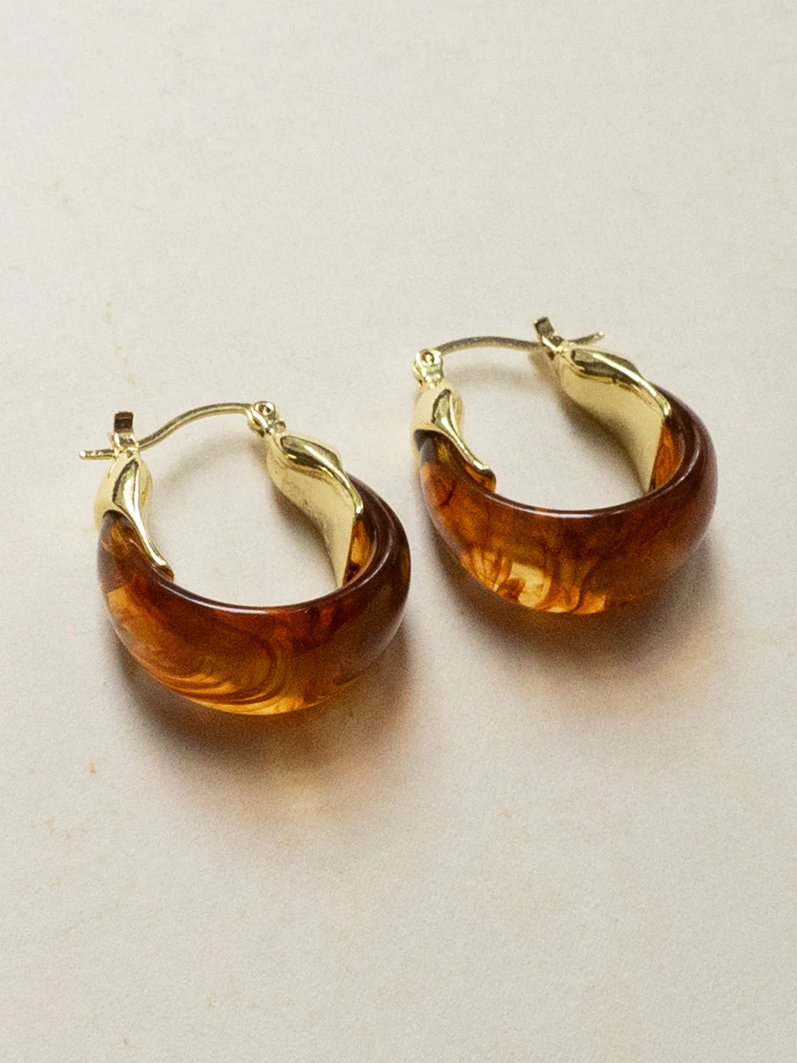 Chunky Cradle Hoops - Brown