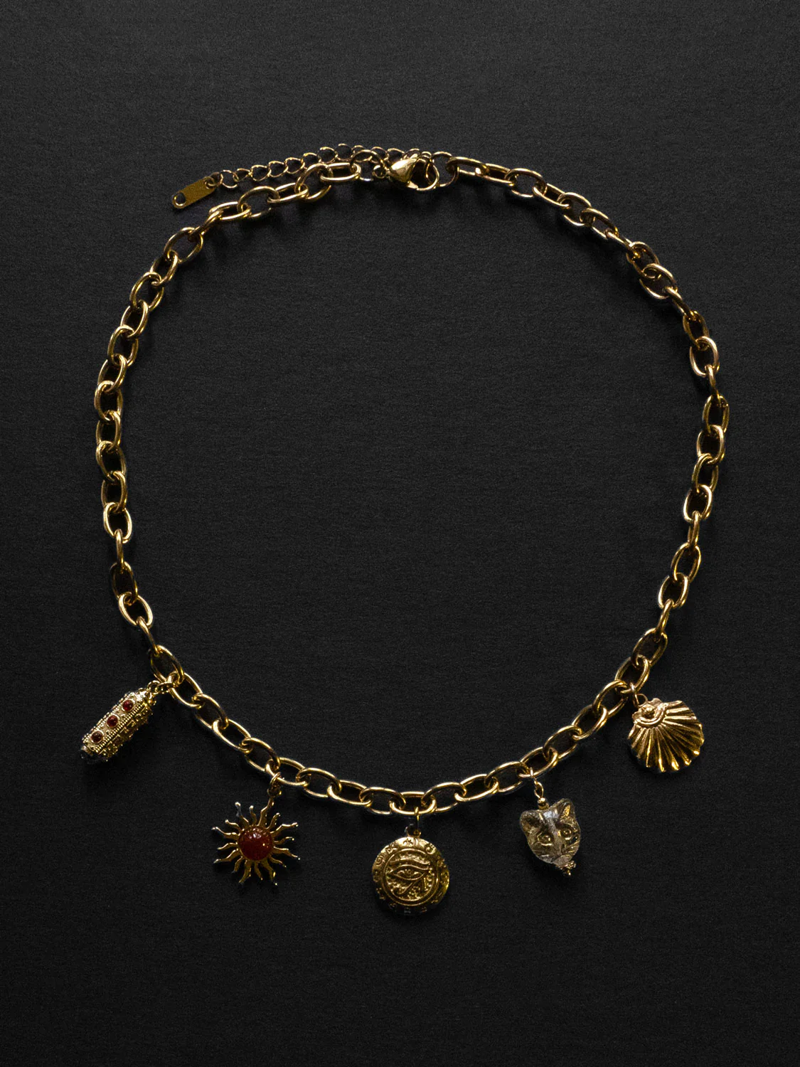 Chunky Gold Talisman Bracelet - Eye of Horus Charm - Image 4