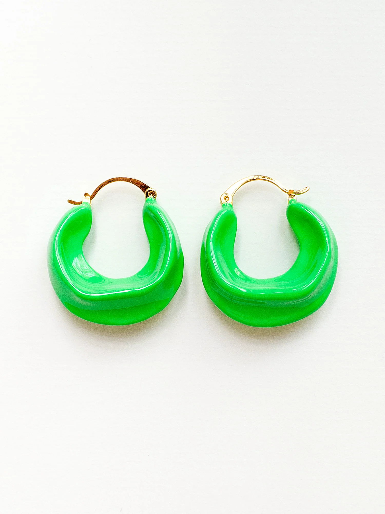 Chunky Oracle Enamel Hoops - Green