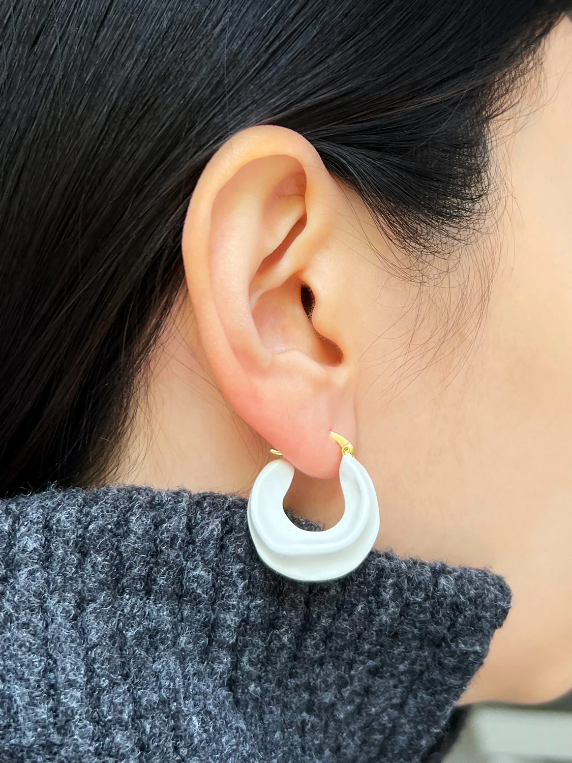 Chunky Oracle Enamel Hoops - White