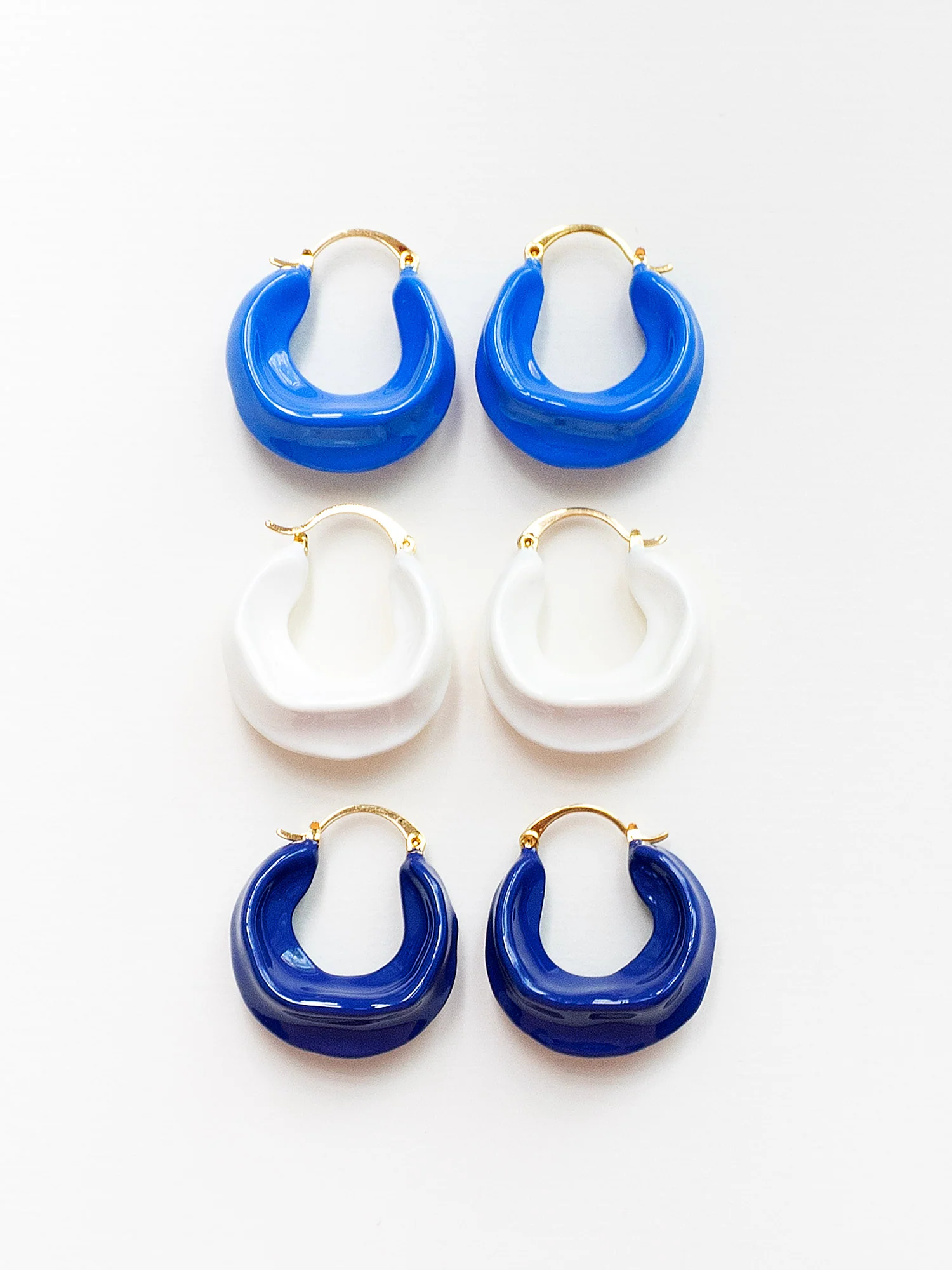 Chunky Oracle Enamel Hoops - White - Image 3