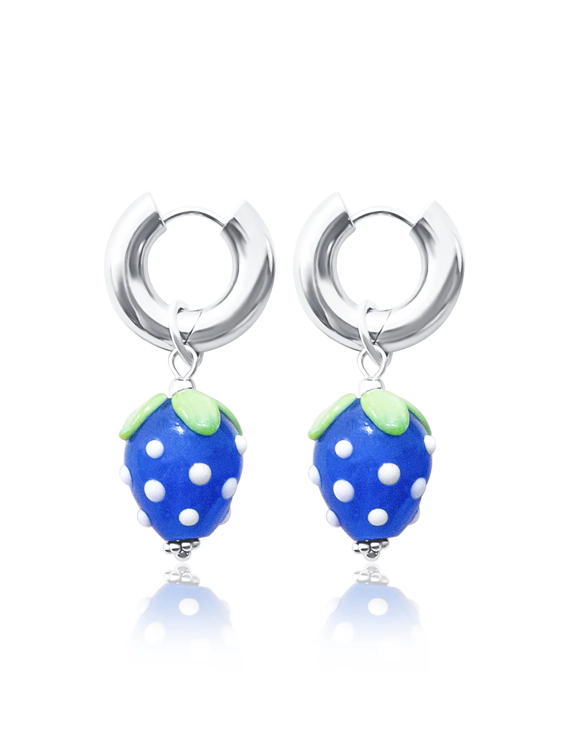Chunky Strawberry Hoops - Blue, Silver