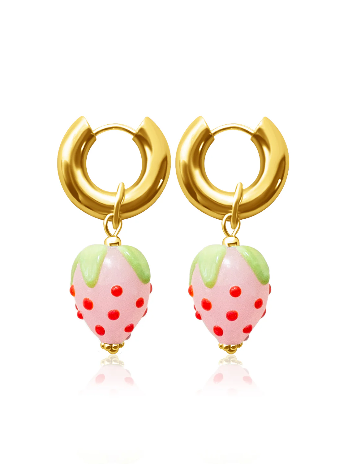 Chunky Strawberry Hoops - Pink, Gold