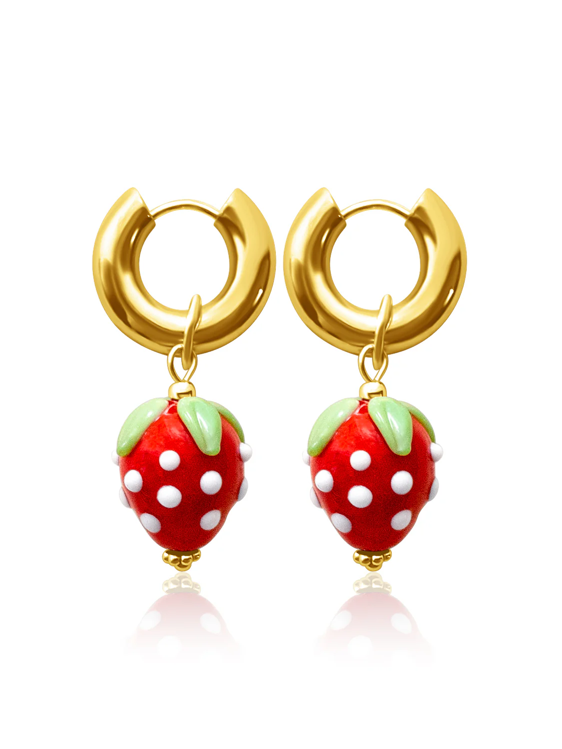 Chunky Strawberry Hoops - Red, Silver - Image 3