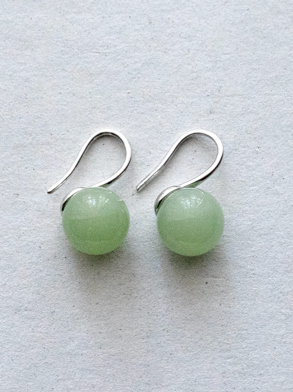Classic Jade Earrings, S925 - Silver, Light Green