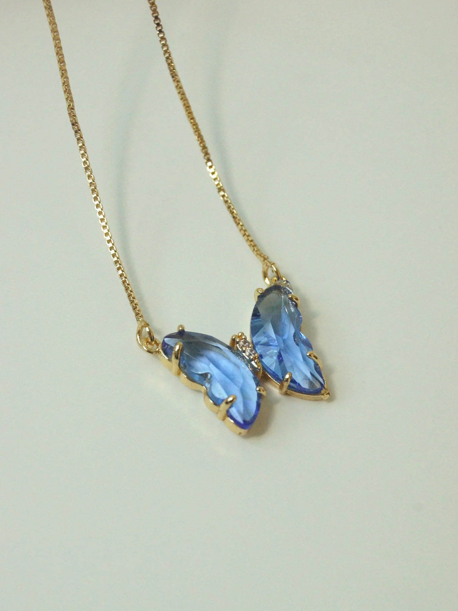 Crystal Butterfly Necklace - Cornflower Blue - Image 2