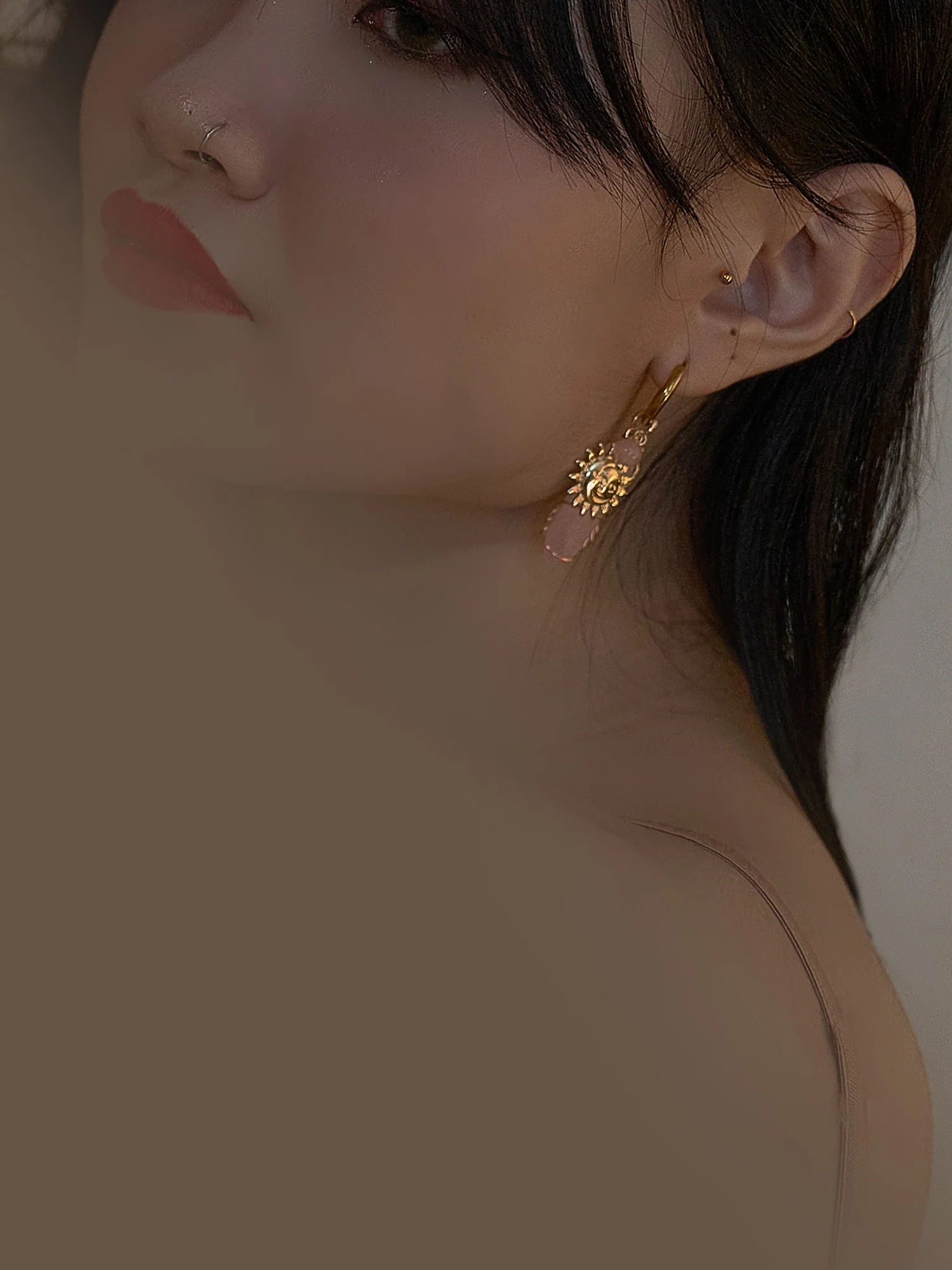 Divine Sun-Moon Hoops - Clear Quartz - Image 6