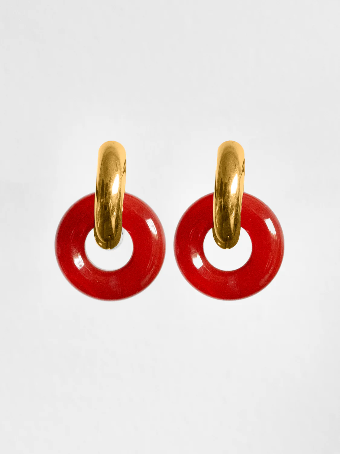 Donut Hoops, Gold - Red Jasper