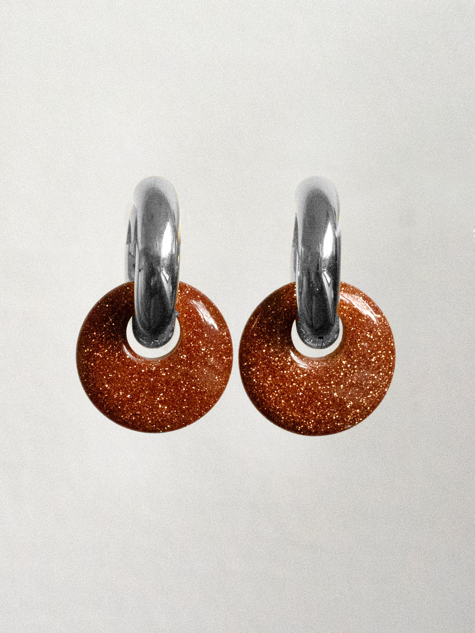 Donut Hoops, Silver V2 - Gold Sandstone (Dark Brown)