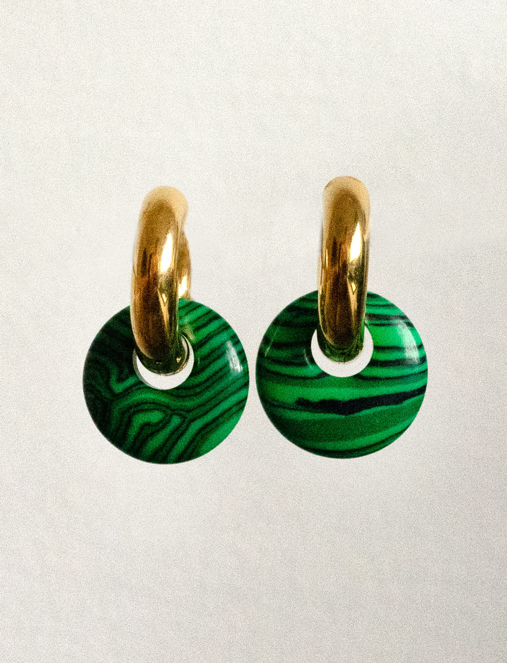Donut Hoops, Gold V2 - Green Malachite