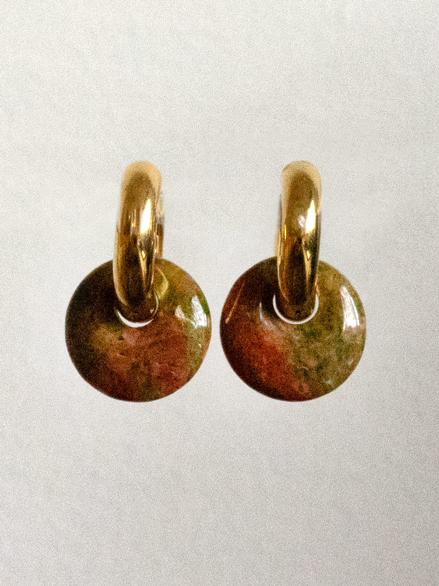 Donut Hoops, Silver V2 - Unakite - Image 3