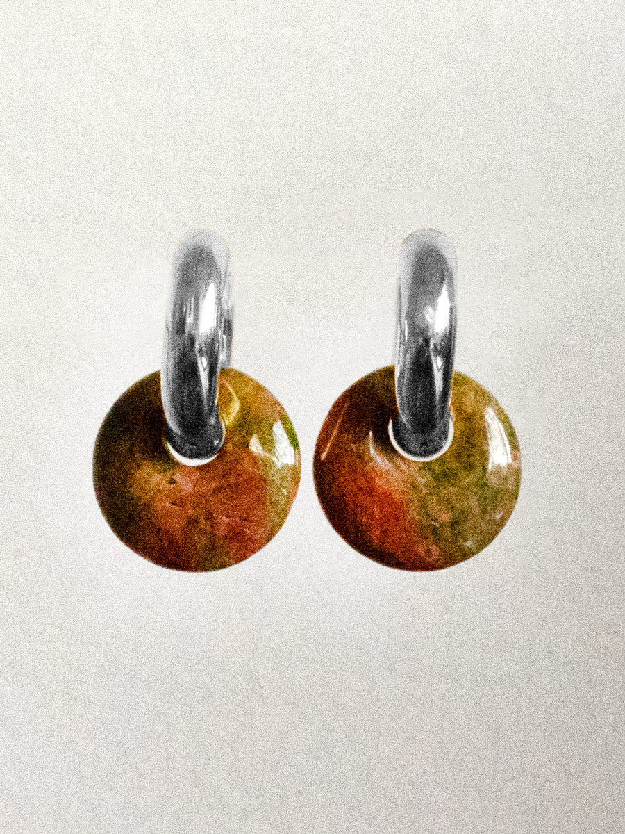 Donut Hoops, Silver V2 - Unakite