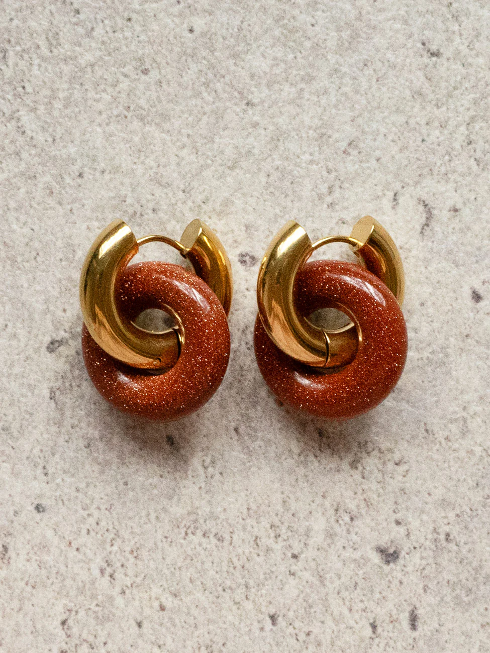 Donut Hoops, Silver - Gold Sandstone (Dark Brown) - Image 3