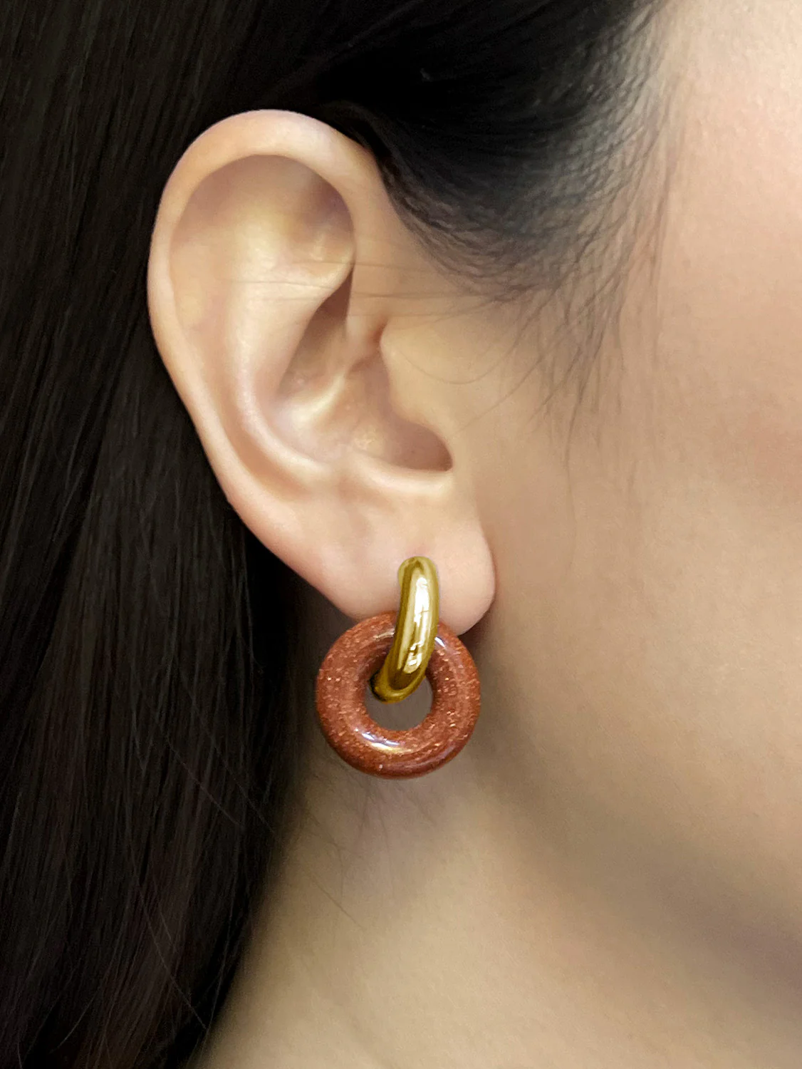 Donut Hoops, Silver - Gold Sandstone (Dark Brown) - Image 4