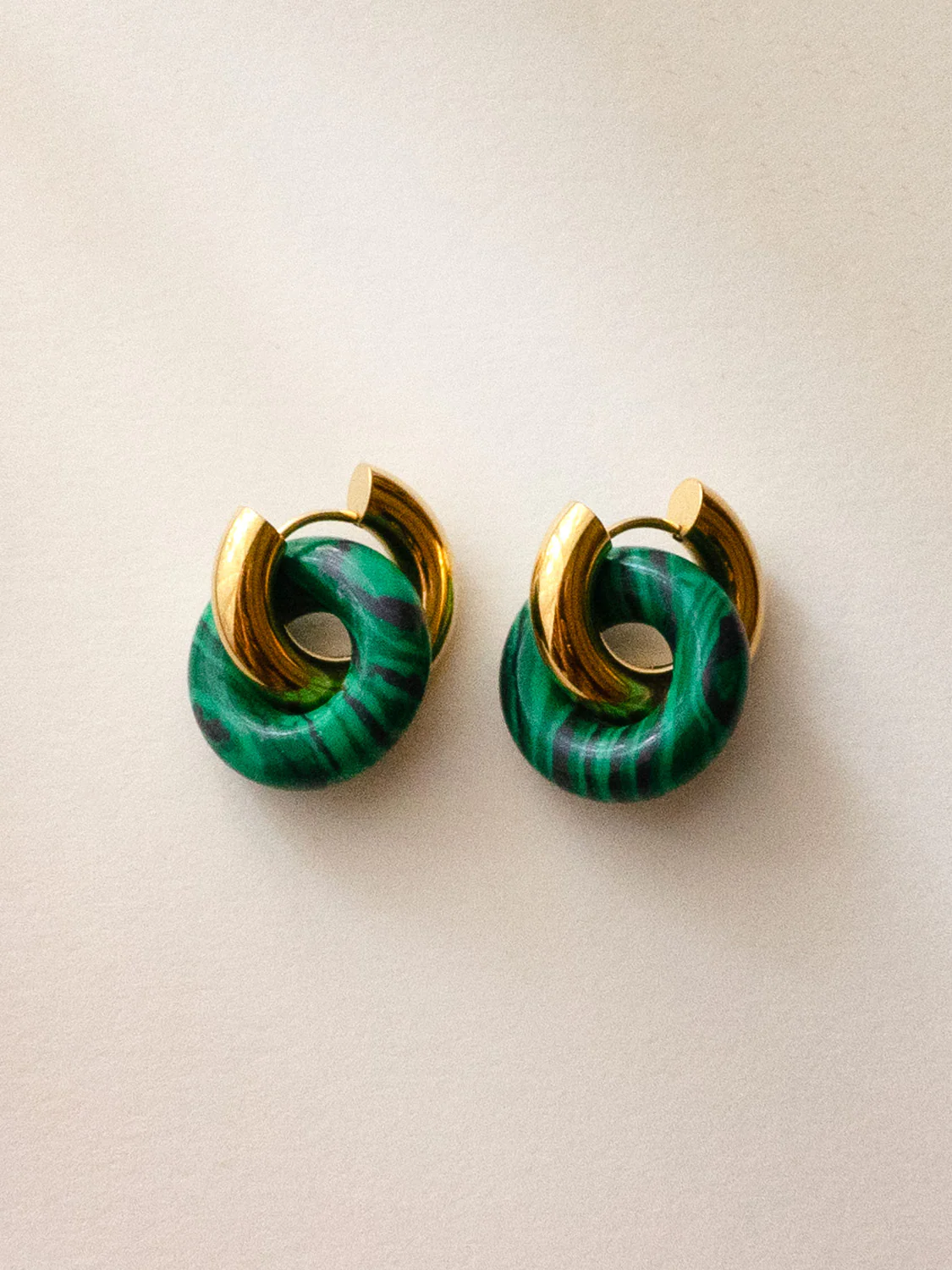 Donut Hoops, Silver - Green Malachite - Image 4