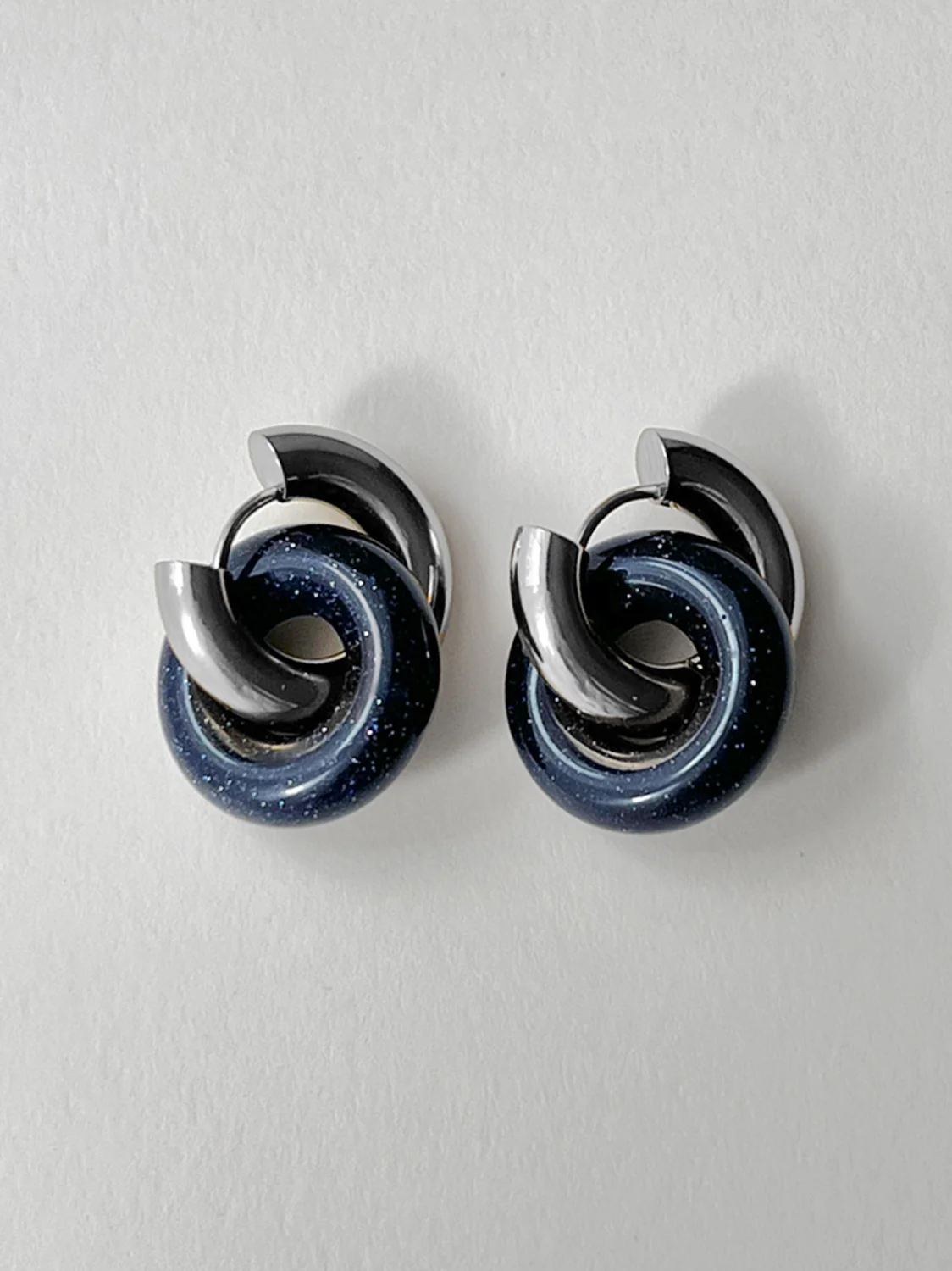 Donut Hoops, Silver - Midnight Blue Galaxy