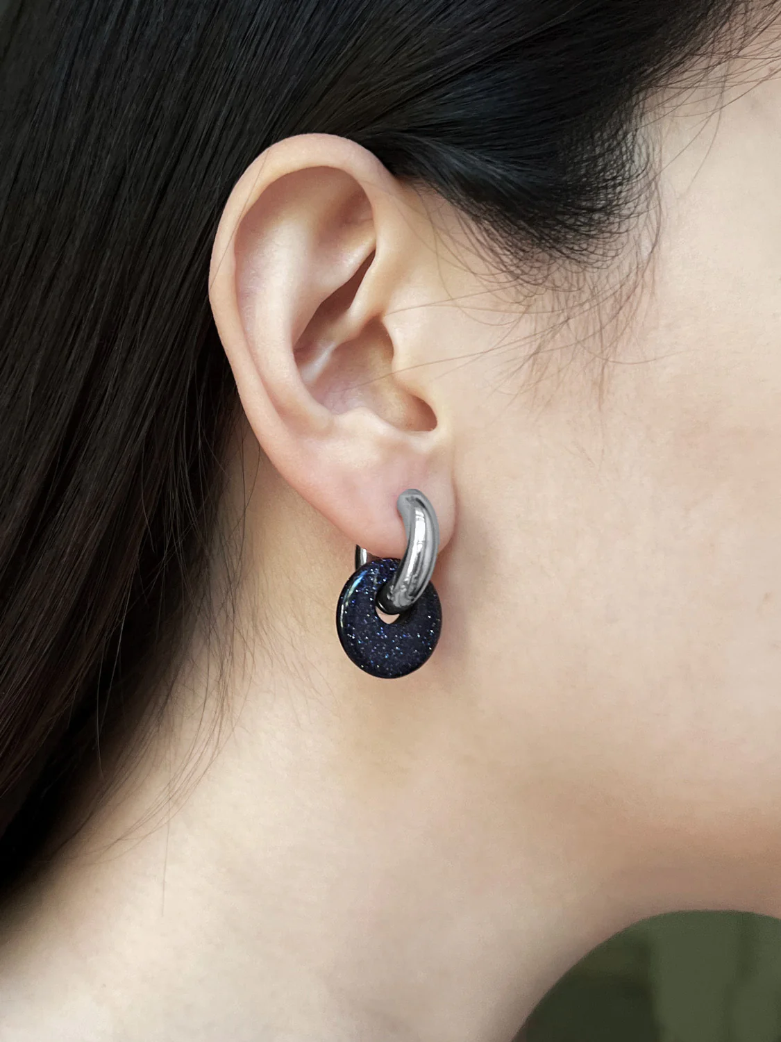 Donut Hoops, Silver V2 - Midnight Blue Galaxy - Image 2
