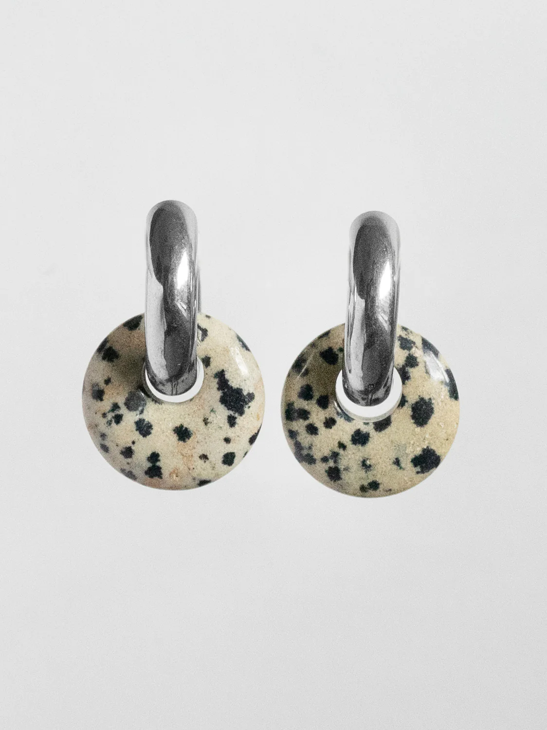 Donut Hoops, Silver V2 - Polka Dot Stone