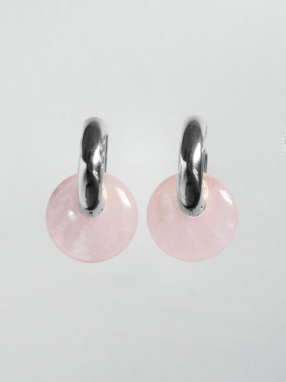 Donut Hoops, Silver V2 - Rose Quartz