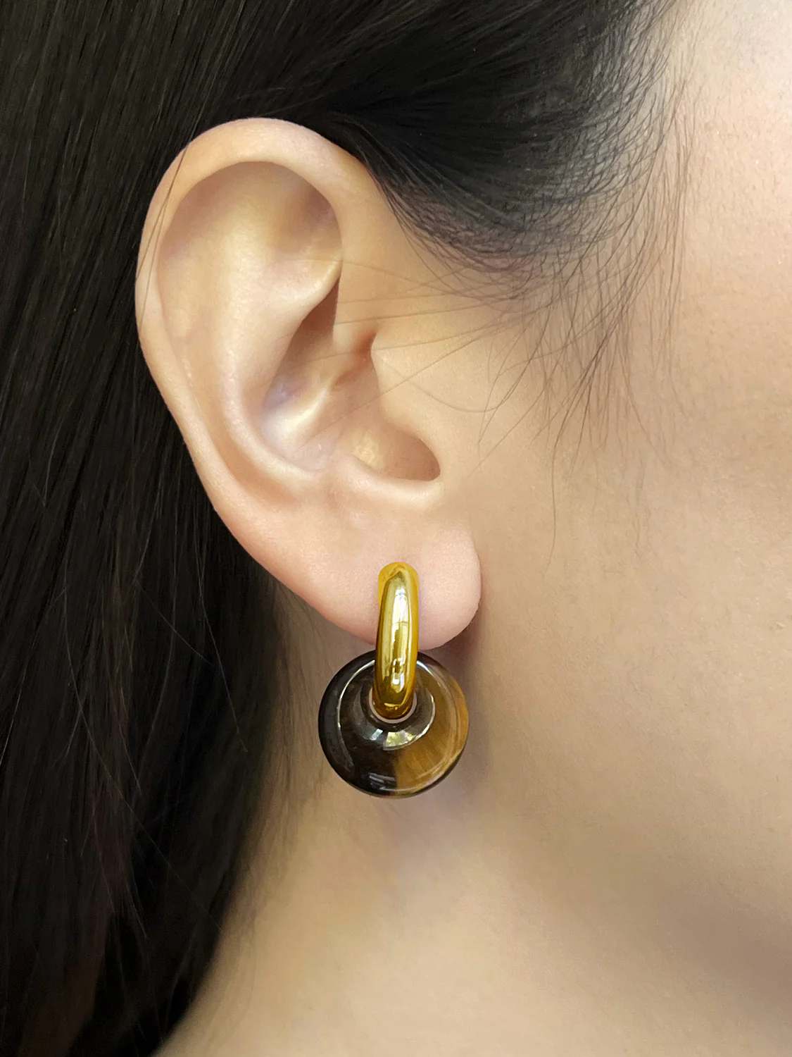Donut Hoops, Silver V2 - Tiger Eye - Image 4