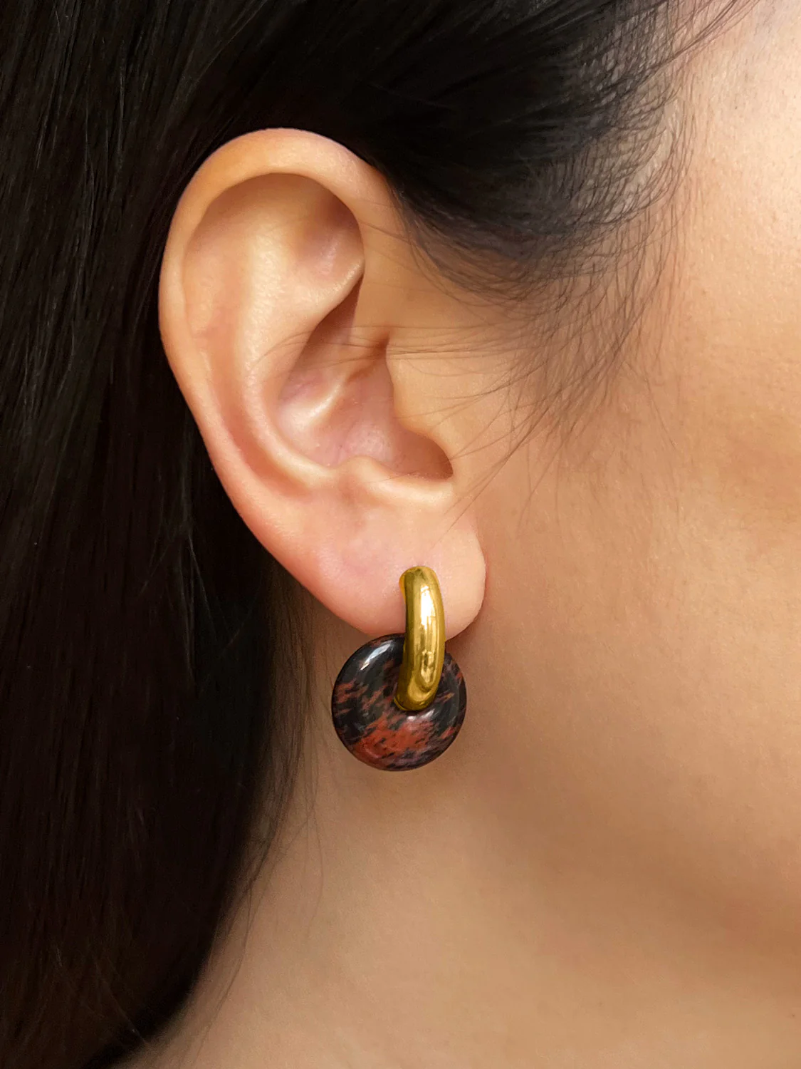 Donut Hoops V2, Gold - Golden Swan Stone