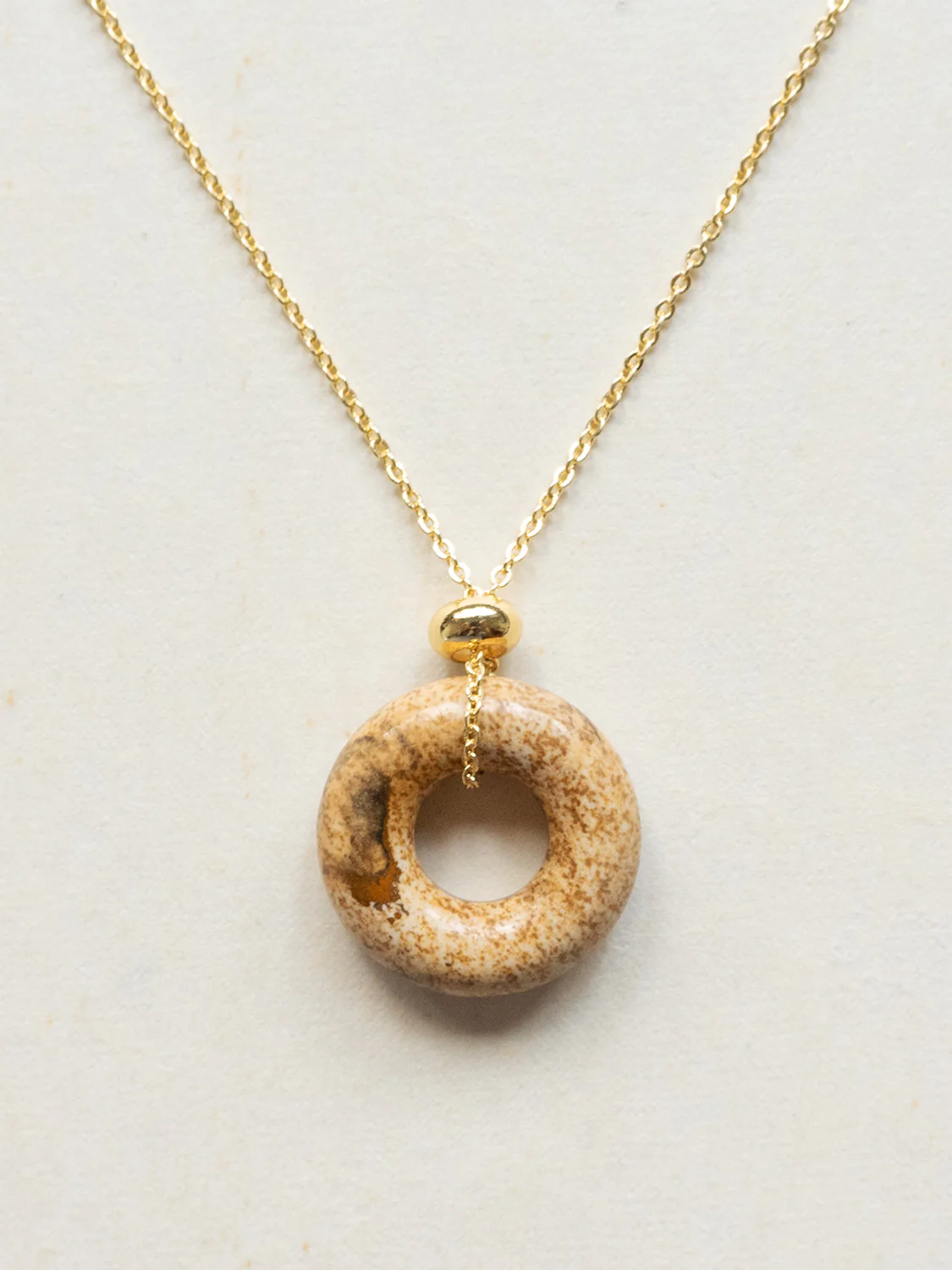 Donut Stone Necklace, Gold - Sandstone