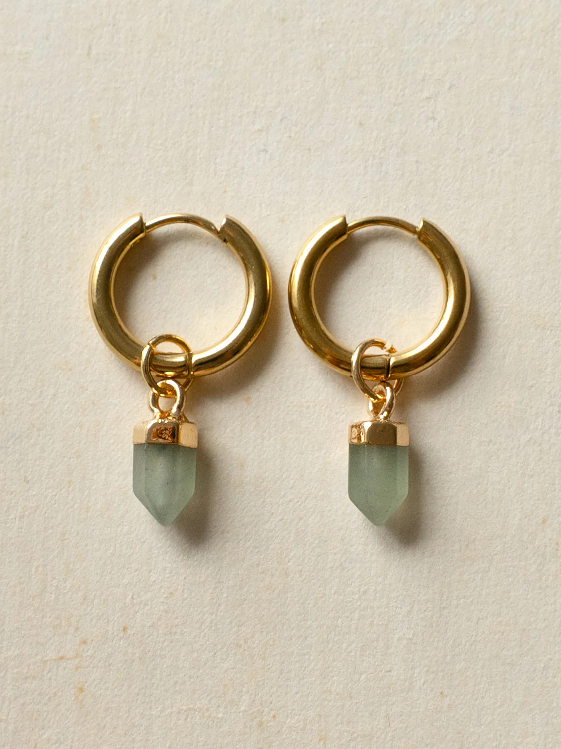 Elemental Petite Hoops - Green Aventurine