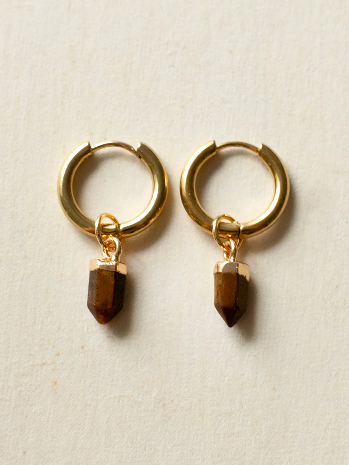 Elemental Petite Hoops - Tiger Eye