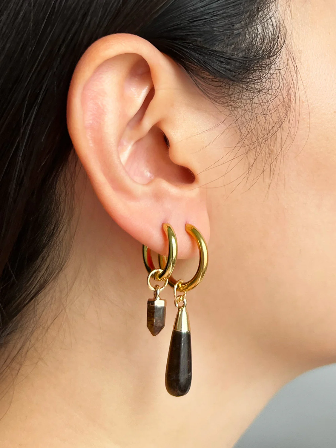 Elemental Petite Hoops - Tiger Eye - Image 3
