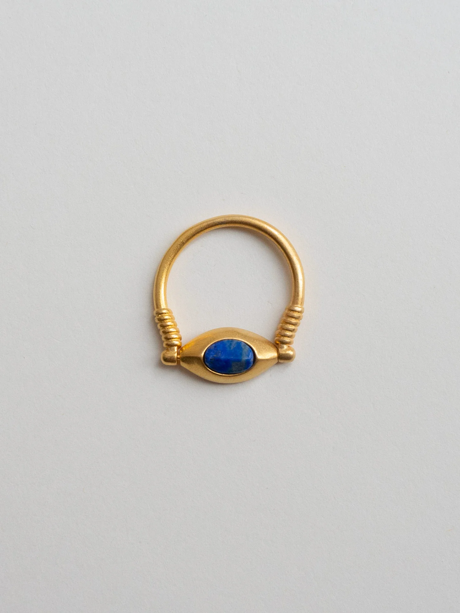 Eye of Horus Matte Gold Ring - Blue Stone