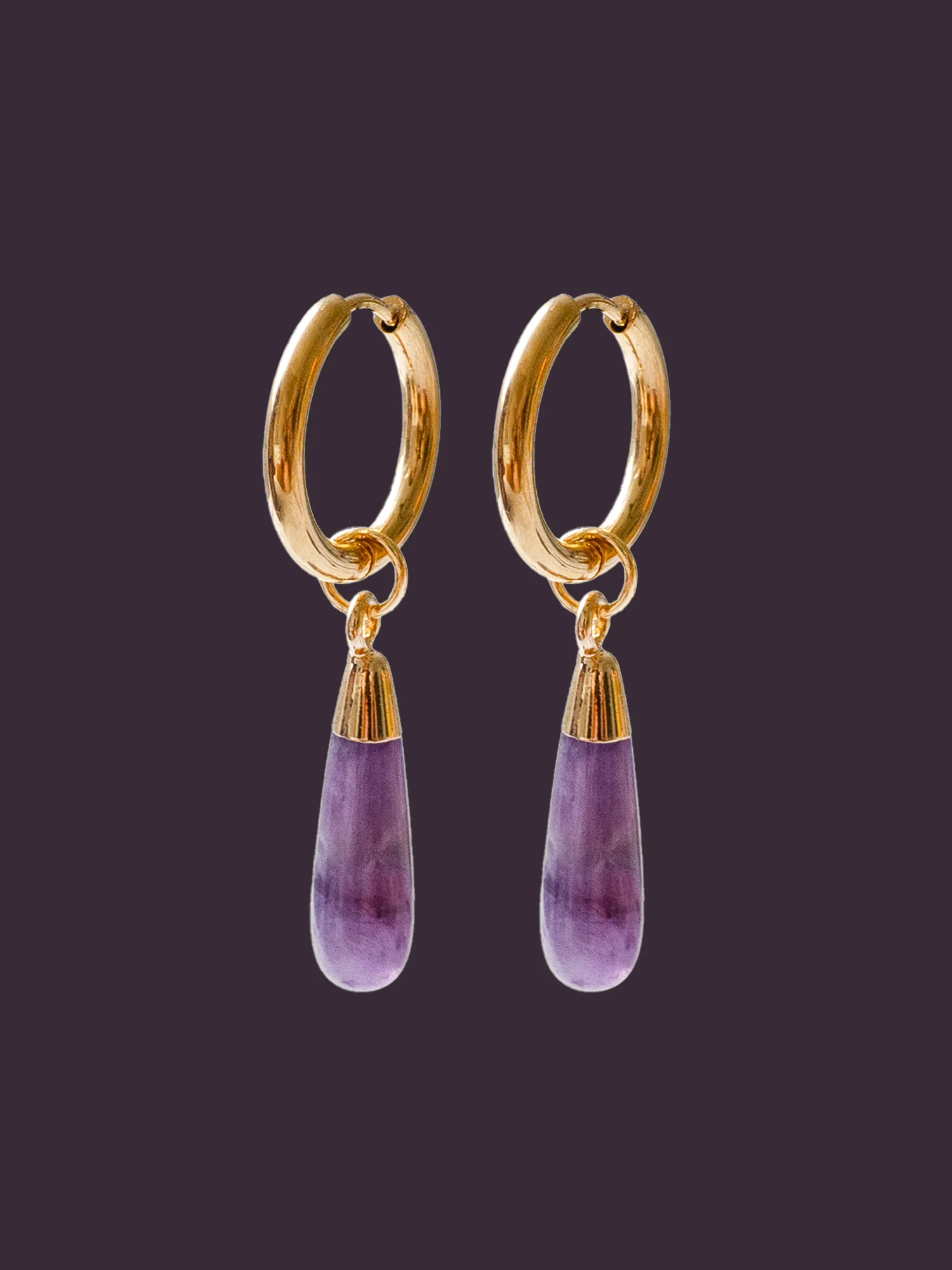 Flow Stone Hoops - Amethyst Purple