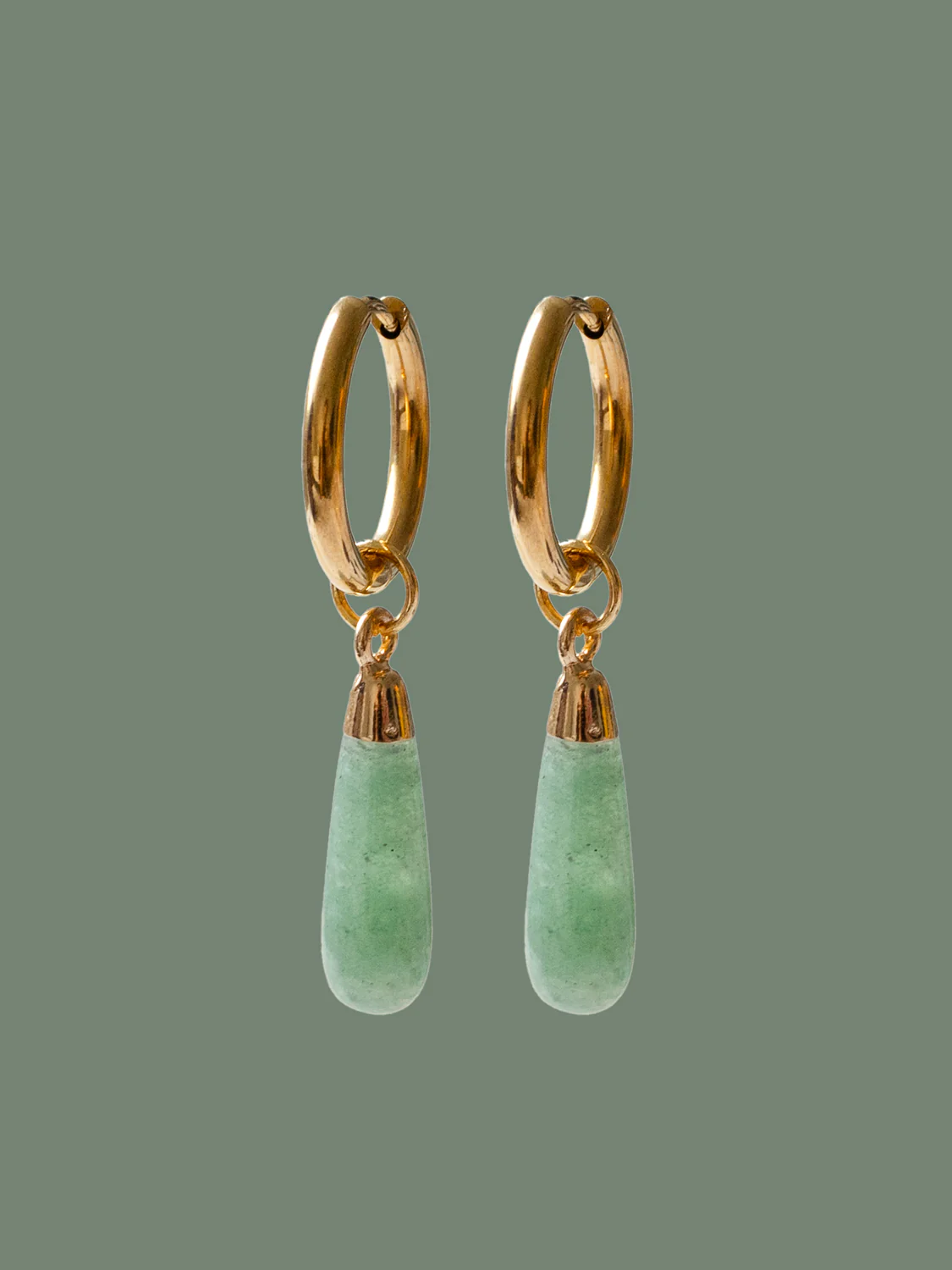 Flow Stone Hoops - Green Aventurine