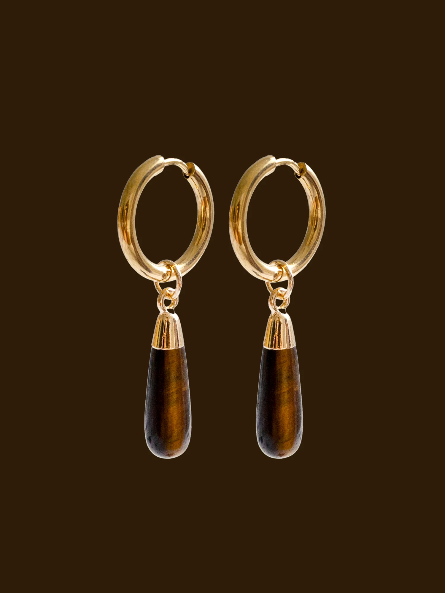 Flow Stone Hoops - Tiger Eye