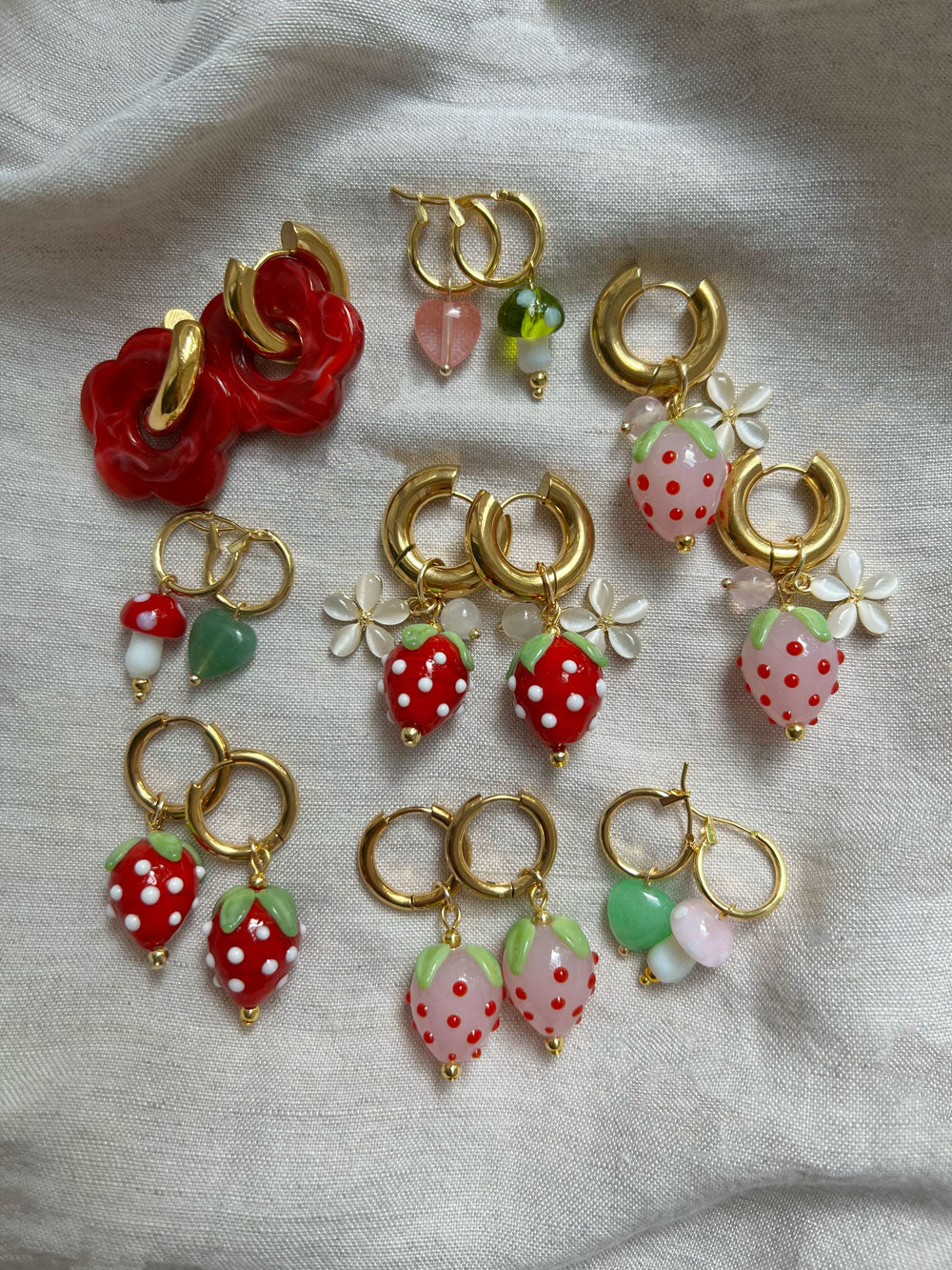 Flower Donut Hoops - Marbled Red - Image 5