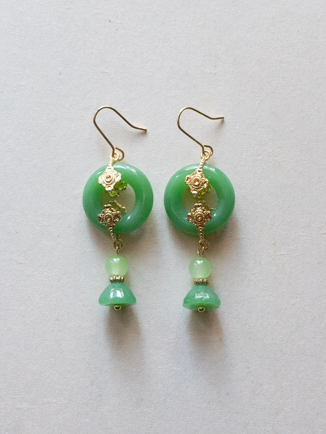 Fortune Green Jade Earrings