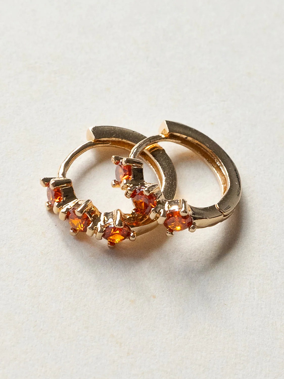 Gemstone Huggies - Orange-red