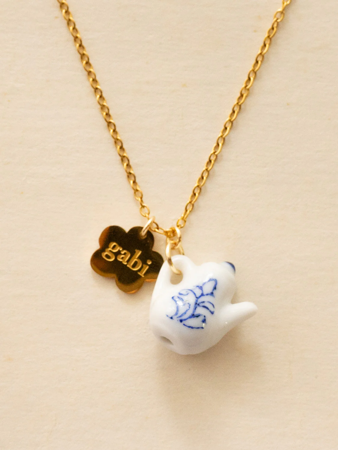 Gold Chunky Hoops - Ceramic Teapot, Gabi Flower - Image 8