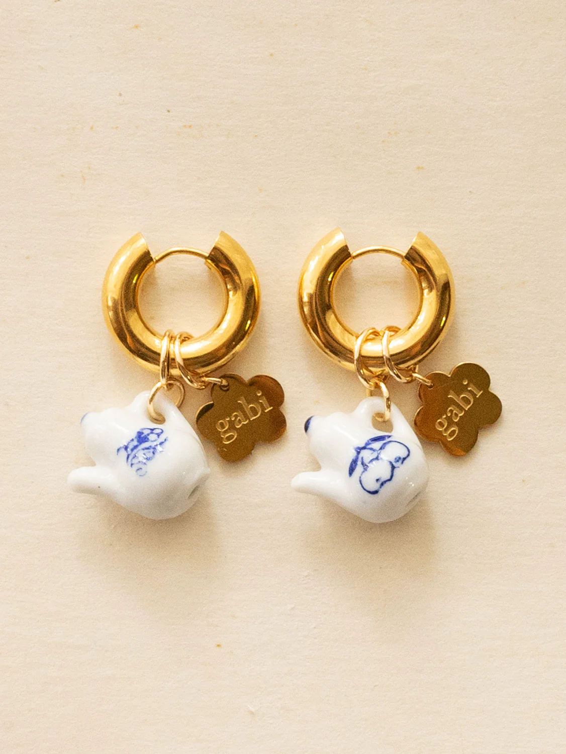 Gold Chunky Hoops - Ceramic Teapot, Gabi Flower - Image 5