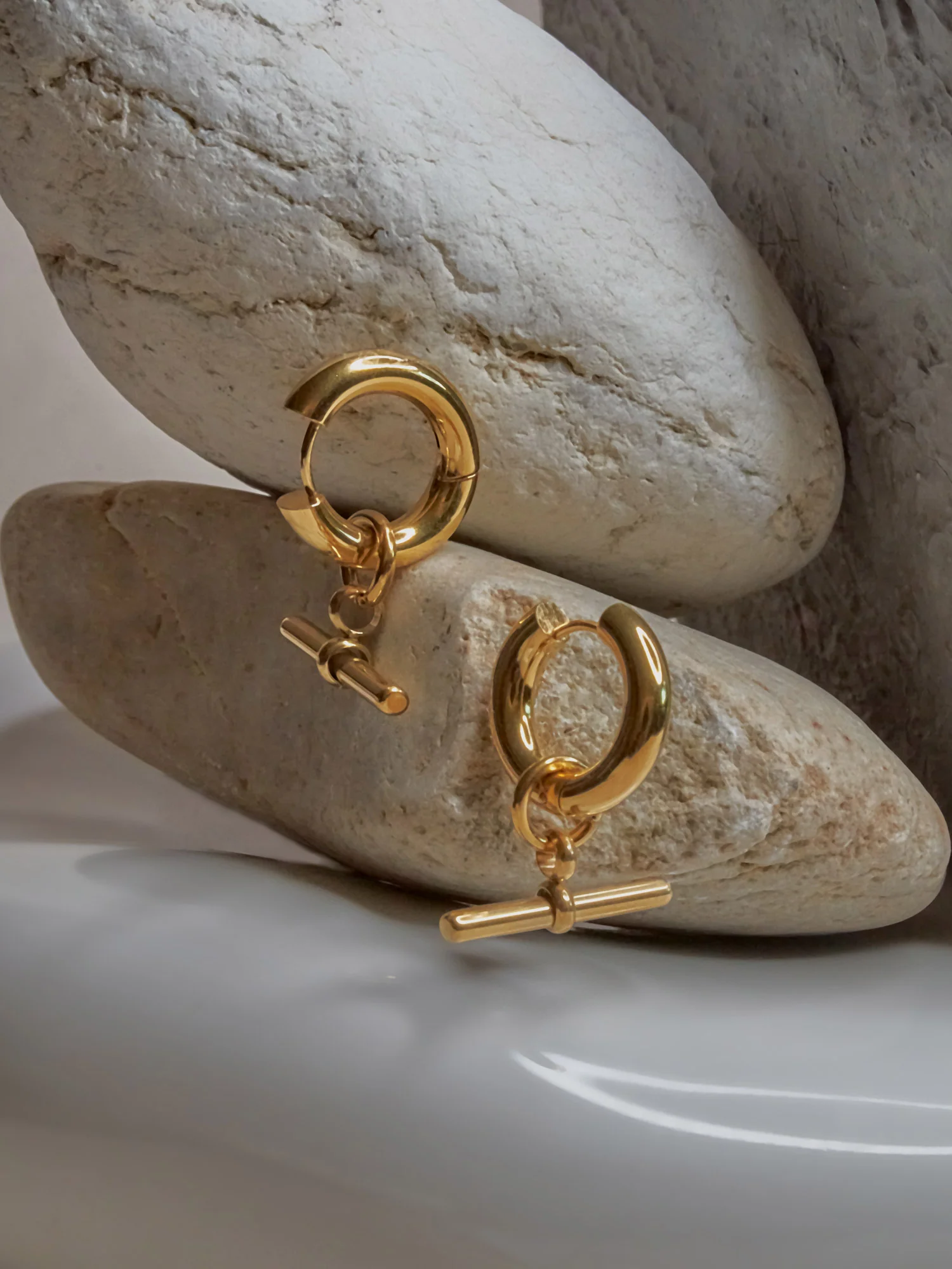 Gold Hoops With Bar