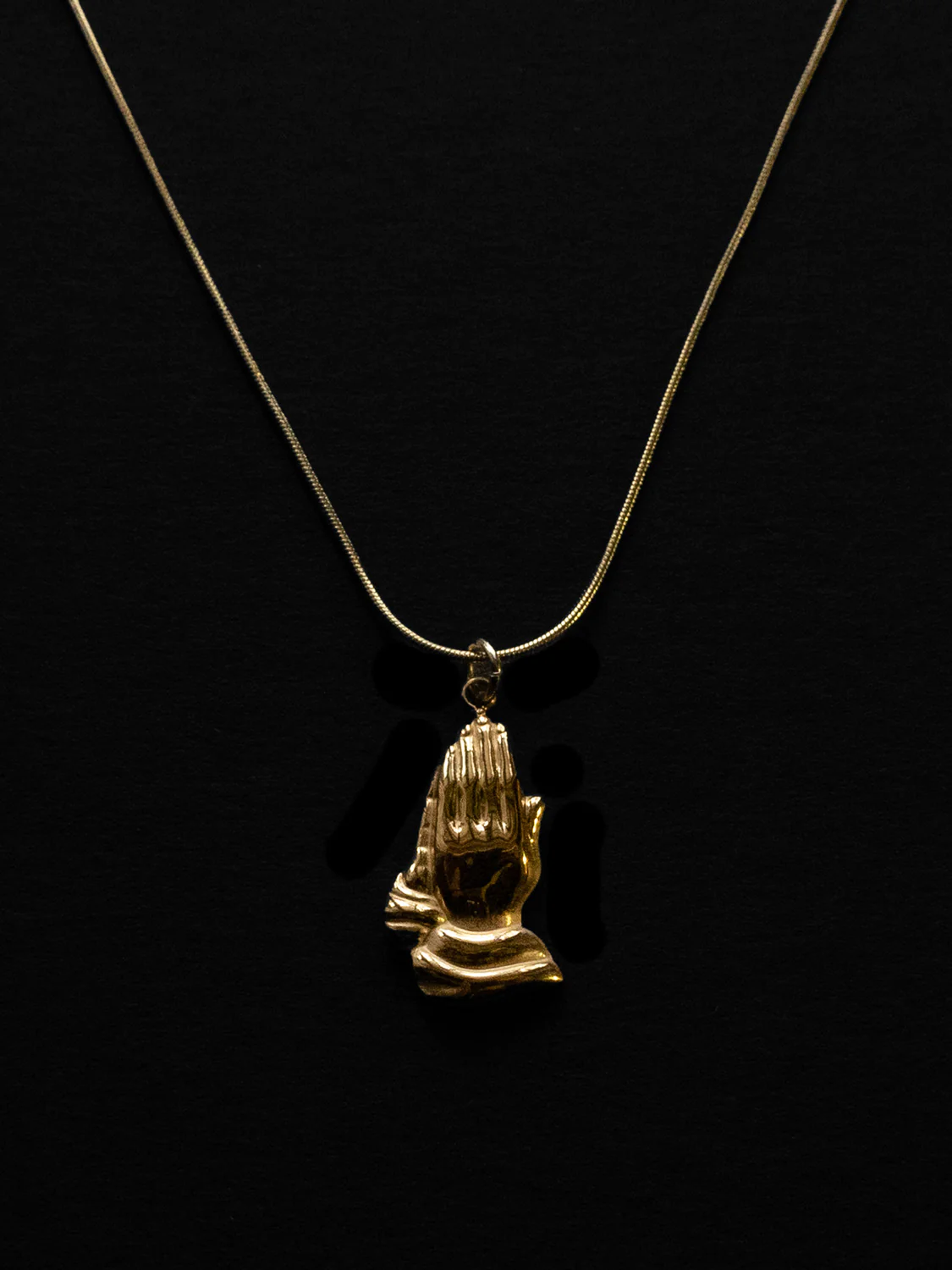 Hands in Prayer Necklace - Gold